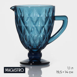 Кувшин для воды Magistro «Круиз», 1.1 л, 14×19.5 см, стекло, синий