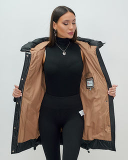 Куртка зимняя женская с капюшоном модная черного цвета 7653Ch - Visdeer фото 9