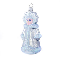 Елочная игрушка фигурка стеклянная Снегурка h9,6см, ручная художественная роспись, цвета микс, подарочная упаковка (Россия)