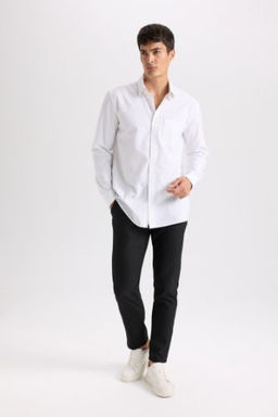 Twill Chino K?sl?k Kumas Pantolon Slim Fit Dar Kesim Dar Paca Basic Duz Cepli