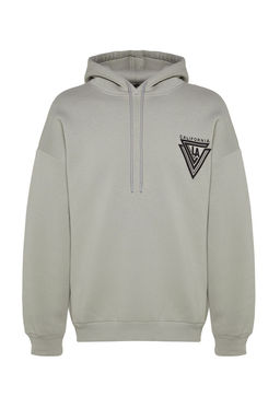 TRENDYOL MAN Turuncu %100 Pamuk Kapusonlu / Genis Kesim Kolej Bask?l? Ici Polarl? Sweatshirt TMNAW24SW00063 - Trendyolmilla фото 11