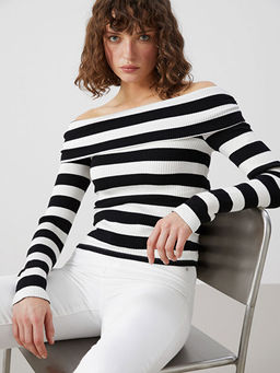 Kay?k Yaka Renk Bloklu Kad?n Body