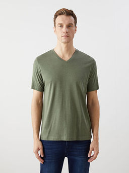 V Yaka K?sa Kollu Penye Erkek Ti??rt