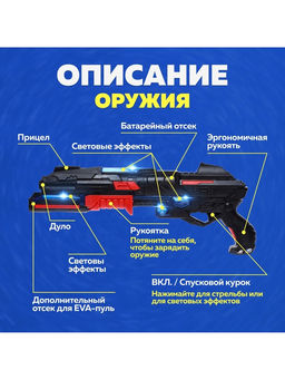 Бластер Разрушитель, стреляет мягкими пулями, световые и звуковые эффекты - X-FORCE фото 3