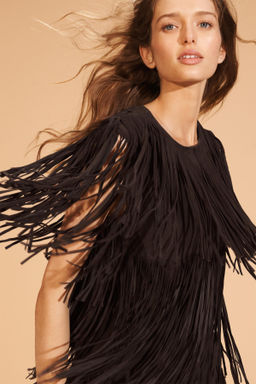 LIMITED EDITION SUEDE LEATHER FRINGED DRESS - Zara фото 2