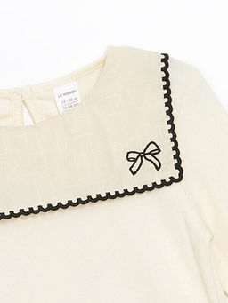 Bisiklet Yaka Uzun Kollu Nak??l? K?z Bebek Ti??rt - Waikiki фото 2