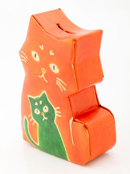 Копилка под мелочь натуральная кожа Кошка №0856/2 - Ганг фото 3