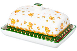 Масленка 13,5*9*6,5 см Новогодняя ёлка зеленый узор NEW BONE CHINA - Elan gallery фото 7