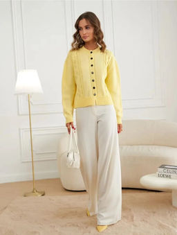 K13726 Кардиган (вязаный трикотаж) ЖЕЛТЫЙ