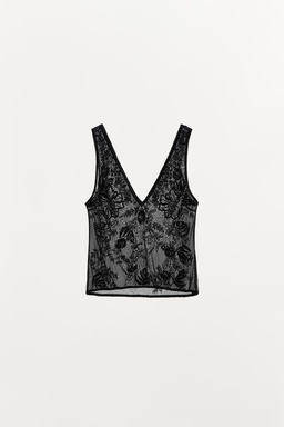 EMBROIDERED TULLE STRAP TOP - Zara фото 4