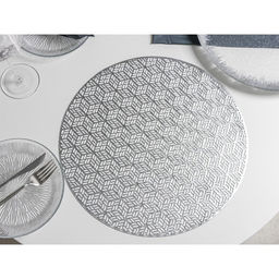 Набор салфеток сервировочных на стол Доляна «Соты», 4 шт, d=38 см, цвет серебряный