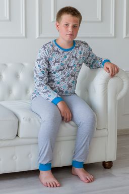 Пижама подростковая из джемпера и брюк из кулирки Олененок голубой - Амадэль фото 9