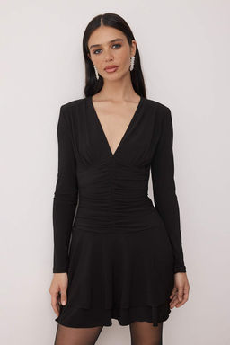 Siyah Orme Super Mini Ici Sort Astarl? S?k/Gece Elbise TPRAW26EL00143 - Trendyolmilla фото 2