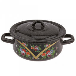 "Красава" Кастрюля эмалированная 1,45л, форма цилиндрическая, металлическая крышка (Россия)