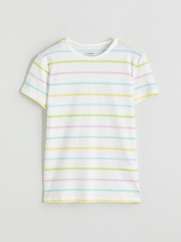 Bisiklet Yaka ?izgili K?z ?ocuk Ti??rt