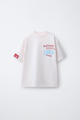 CAMISETA ESTAMPADO PIZZERIA / Rosa pastel
