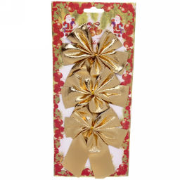 Цена за 6 шт. Бант на ёлку "Золотой шик" 9 см (набор 3 шт)