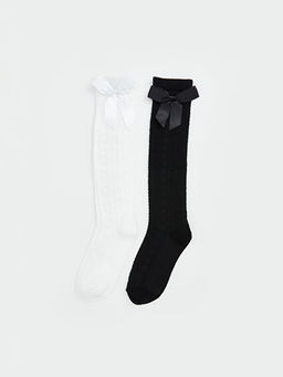 Fiyonk Detayl? K?z ?ocuk Diz Alt? ?orap 2li