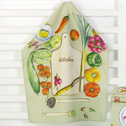 Полотенце кухонное рогожка 48х62см "Кухня", 171г/м2, хлопок 100%, комплект 3шт, "Домашняя мода" (Россия)