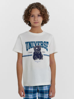 Комплект для мальчиков (футболка, брюки) светло-молочный в бирюзовую клетку - Mark formelle фото 3