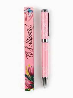 Ручка шариковая, синяя паста металлический корпус в коробке, 1.0 мм С 8 Марта!