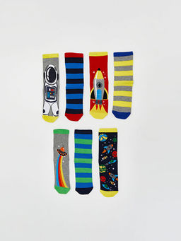 Desenli Erkek ?ocuk Soket ?orap 7li