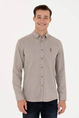 U. S. Polo Assn / Мужская рубашка с длинным рукавом кокосового цвета - U.s. polo assn фото 2