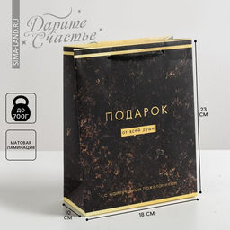 Цена за 2 шт. Пакет подарочный ламинированный, упаковка, «От всей души», MS 18×23×8 см