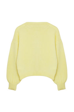 Sar? Dugme Detayl? Balon Kollu Yumusak Dokulu Ceket Gorunumlu Triko H?rka TWOAW25HI00147