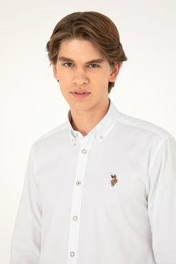 Мужская белая базовая рубашка с длинным рукавом Неожиданная скидка в корзине - U.s. polo assn фото 2