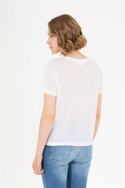 U. S. Polo Assn Женская футболка цвета экрю с круглым вырезом - U.s. polo assn фото 12