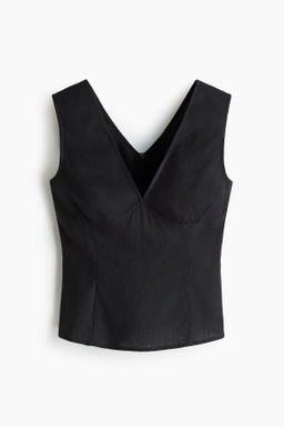 Top en mezcla de lino con lazada en la espalda