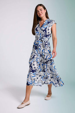 Платье миди без рукавов с рубашечным воротником и узором - Defacto фото 3