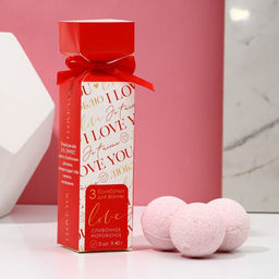 Бомбочки для ванны I love you, подарочный набор 3 х 40 г, аромат сливочное мороженое, ЧИСТОЕ СЧАСТЬЕ