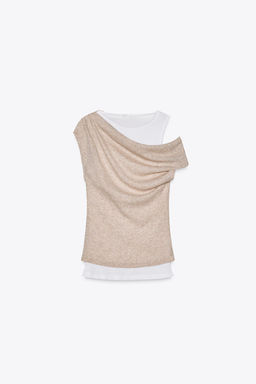 ASYMMETRIC DOUBLE T-SHIRT - Zara фото 6
