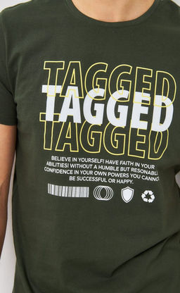 Футболка мужская с принтом P411-06-847 хаки