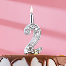 Свеча для торта цифра «Серебряный узор», 10.2 см, цифра 2