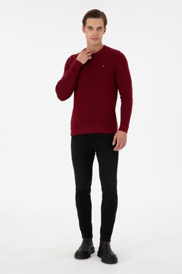 Erkek Slim Fit Bisiklet Yaka Bordo Basic Kazak - U.s. polo assn фото 4