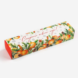 Цена за 5 шт. Коробка для конфет, кондитерская упаковка, 5 ячеек, Новогодняя ботаника, 5 х 21 х 3 см - Дарите счастье фото 2
