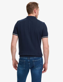 Lacivert Slim Fit %100 Pamuk Fermuarl_ Polo Yaka Triko Ti__rt