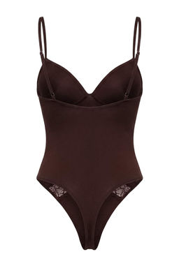 Kahverengi Dantel Fitted Body THMAW27BD00012 - Trendyolmilla фото 7