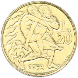 Монета 20 лир 1973 года Сан-Марино