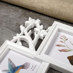 Фоторамка - коллаж на 3 фото 10?10 см, 10?15 см Фламинго и птички, пластик, белая, 25.5?28 см