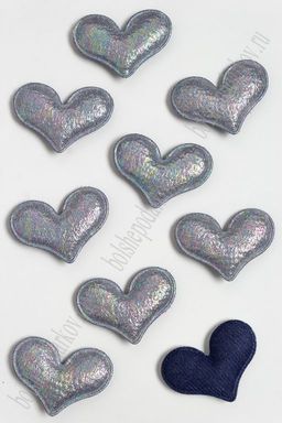 Патч с переливом "Сердечко" 5*4 см (10 шт) SF-3781, серый