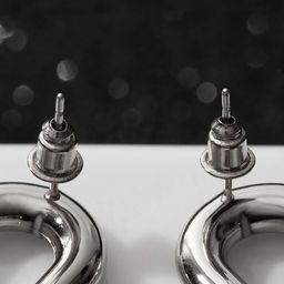 Серьги металл Цепь неровность, 2 звена, цвет серебристо-чёрный - Queen fair фото 2