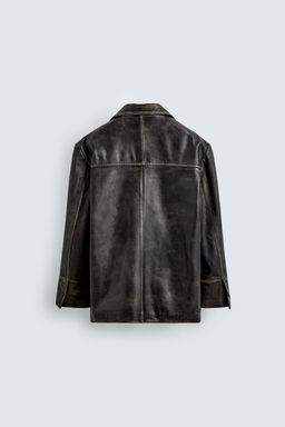 LIMITED EDITION VINTAGE EFFECT LEATHER JACKET - Zara фото 8