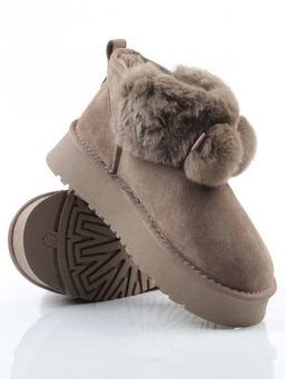 04-PAYH31-3Z KHAKI Угги женские (натуральная замша, 100% шерсть, натуральный мех)