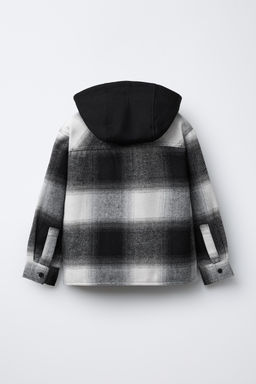CHECK OVERSHIRT WITH DETACHABLE FLEECE HOOD - Zara фото 3