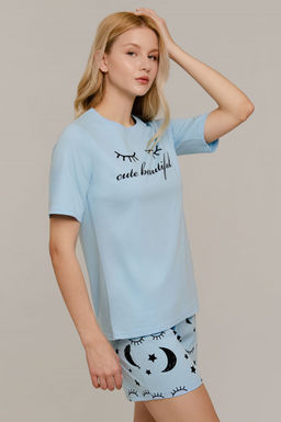 Арт. 9143 Пижама с шортами 42-50 (5 шт) Цвет:верх-небесный, низ-небесный - Калинка фото 7