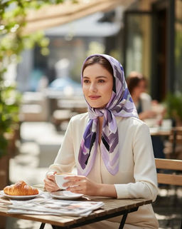 Платок шелковый на голову и шею весенний, мультицвет - Greta фото 2